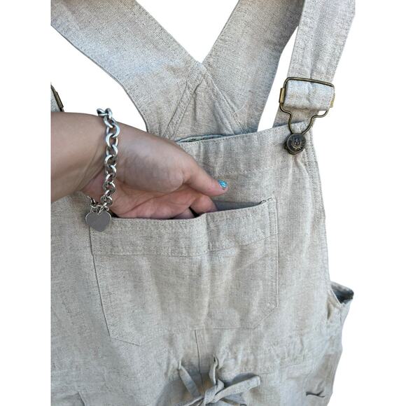 D'mode Classix Linen Blend Vintage 90s Women's Shorts Jumpsuit Beige Size SMALL - Picture 2 of 10